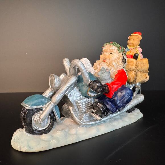 Vintage Chopper Motorcycle Biker Santa Claus With His Puppy & Kitty - Picture 1 of 10